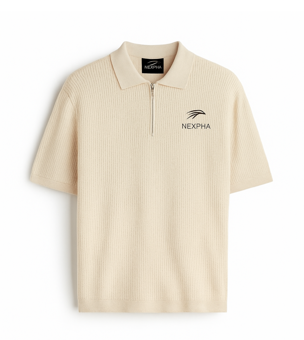 Polo half sleeve zipper